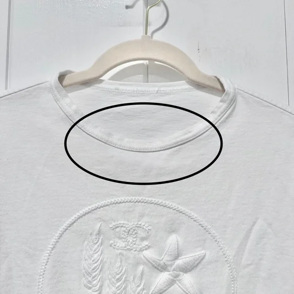 Chanel Coco Mark Star Embroidery T-Shirt In White Size Small - Picture 3 of 9